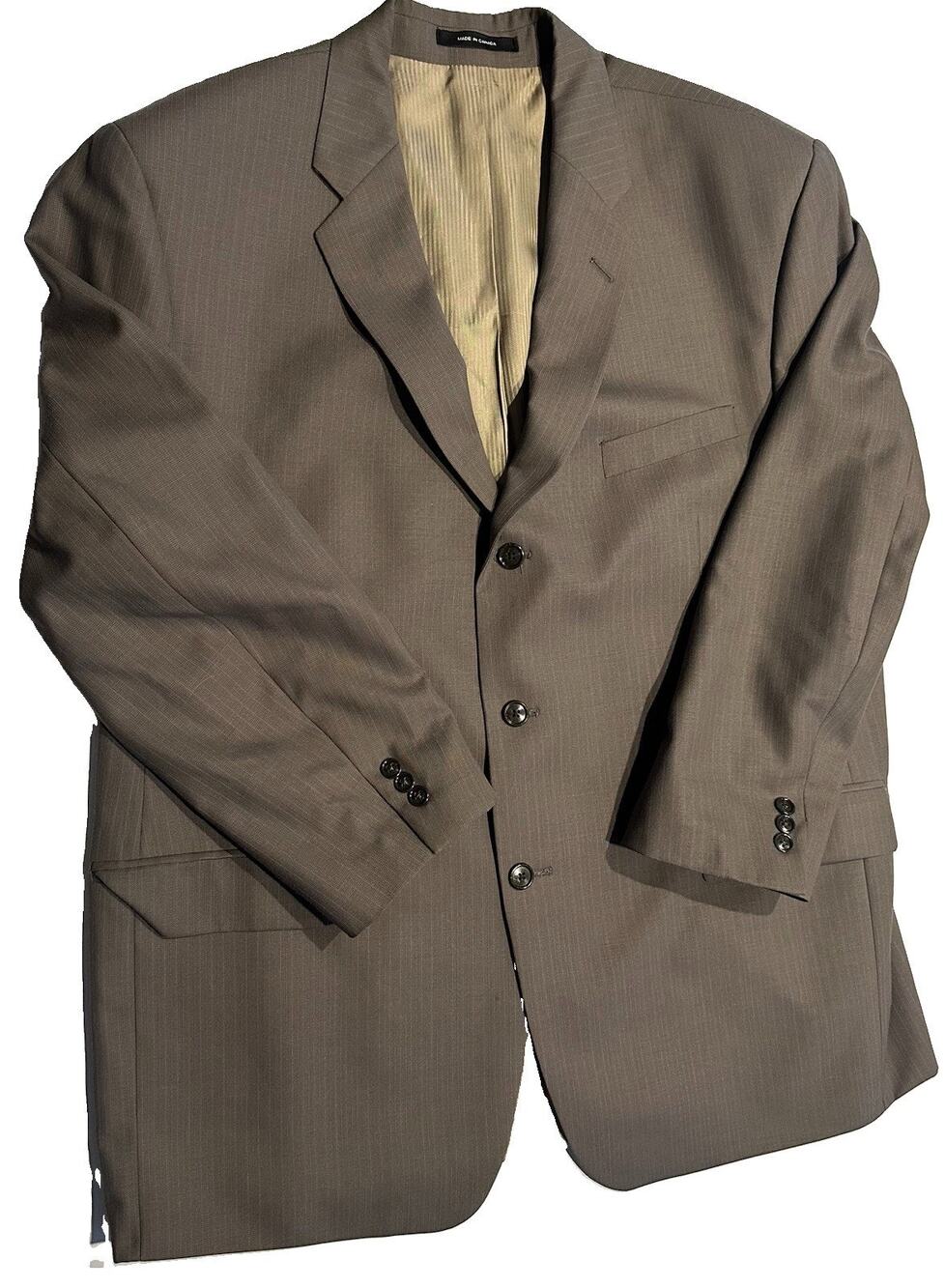 Calvin Klein Men’s Wool Sport Coat Jacket Blazer Sz 46R Solid Beige Tan Khaki